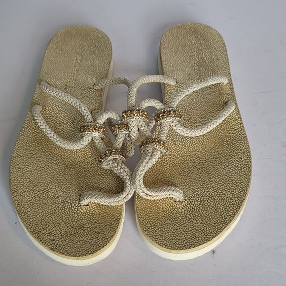Eddy Danielle Flip-Flop Gold Tone With Rope Strap Design. Size 9 - Picture 2 of 4